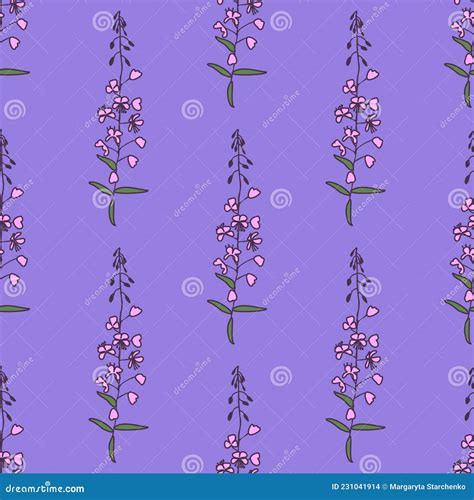 Seamless Fireweed Pattern Stock Vector Illustration Of Decorative