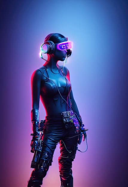 Premium Photo Fictional Portrait Of A Scifi Cyberpunk Girl Hightech