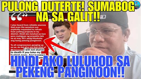 Breaking News Pulong Duterte Sumabog Na Sa Galit Hindi Ako Luluhod