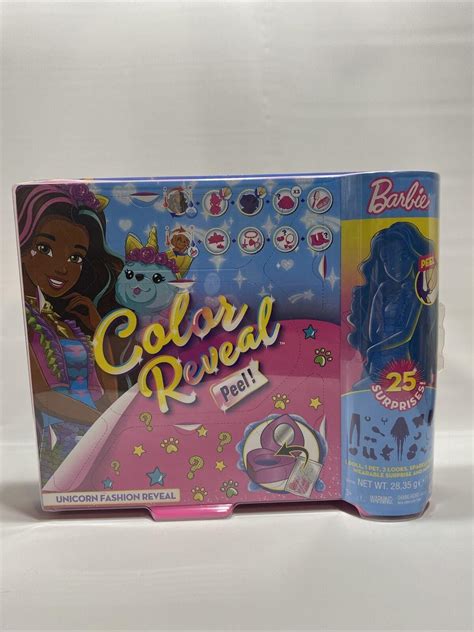 Barbie Color Reveal Peel Doll Set With 25 Surprises Unicorn Fantasy