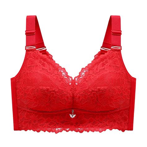 Mallwal Womens Bras No Wire No Underwire Bra Feature V Neck Molded Bra Style W 381 Red Xl