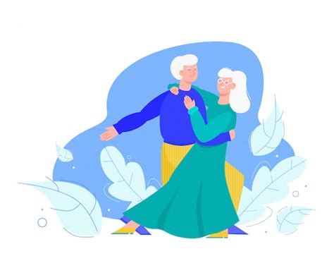 Oude Senior Familie Paar Dansen Samen Cartoon Vectorillustratie