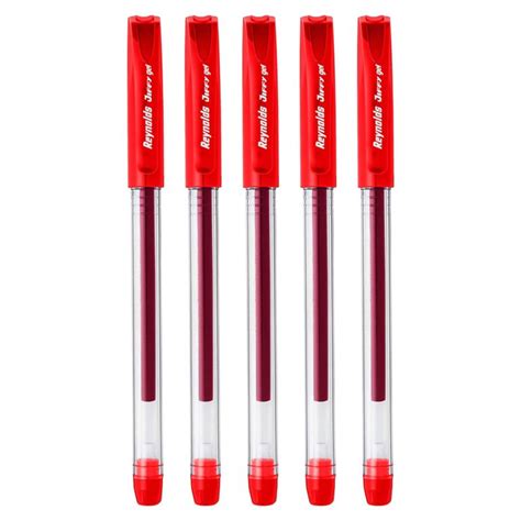 Reynolds Pen Jiffy Gel Smoothest Gel Pen - Red Colour - Pack of 5 Pens ...