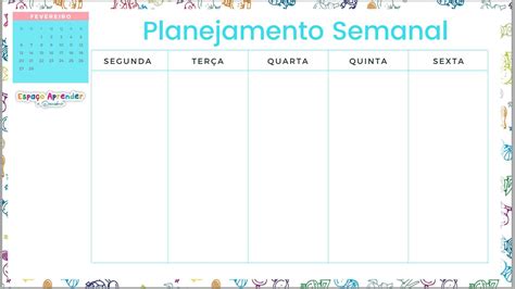 Tabela De Planejamento Semanal Para Imprimir Image To U