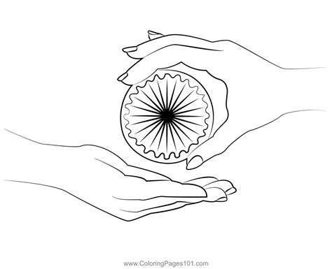 Hand In Ashok Chakr Coloring Page For Kids Free Independence Day