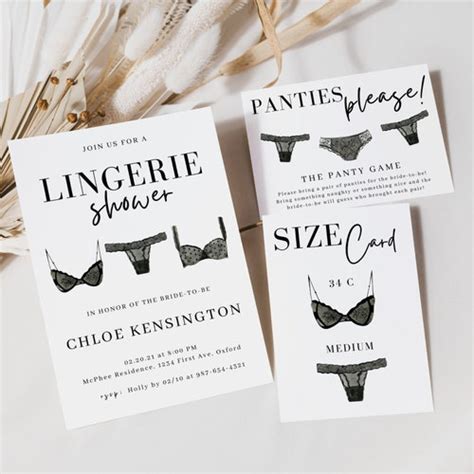 Modern Lingerie Shower Invitation Diy Bachelorette Party Etsy