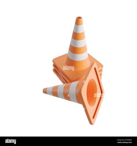 A D Rendering Of Traffic Cones Against A White Background Illuminated