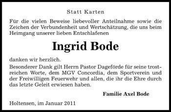 Traueranzeigen Von Ingrid Bode Trauer Anzeigen De