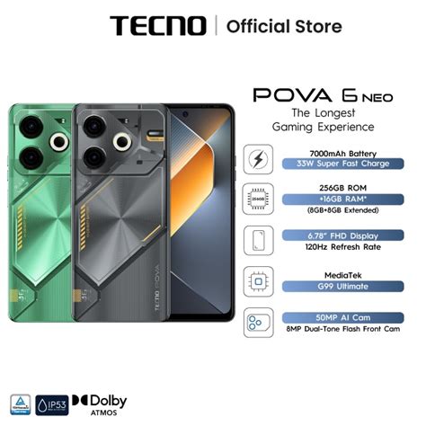 TECNO Pova 6 Neo Smartphone 16GB RAM 256GB ROM 7000mAh Massive