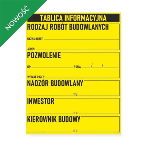 Tablica Budowlana Informacyjna Z Vacat