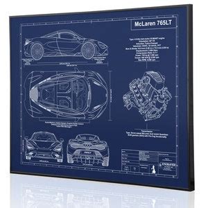 Mclaren Lt Blueprint Laser Engraved Wall Art Engraved On Metal