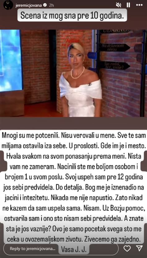 Jovana Jeremi Poslala Sna Nu Poruku Alo Rs