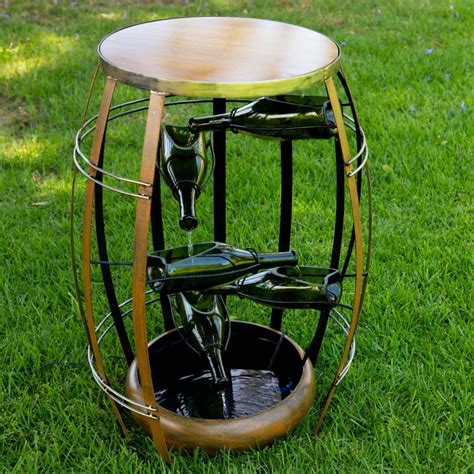 Alpine 31 In Barrel Shaped Cascading Wine Bottles Outdoor Fountain