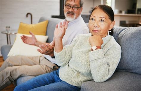 Premium Photo Frustrated Couple Argument And Fight On Sofa In