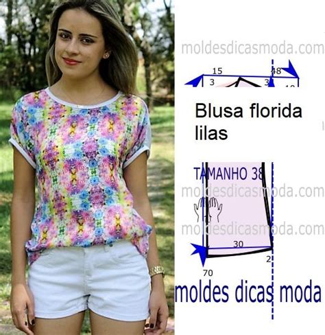 Blusa Florida Lilas Moldes Dicas Moda Padrões De Costura Para