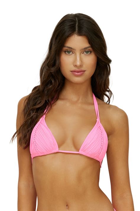 Pilyq Swim Vivid Pink Isla Triangle Bikini Top