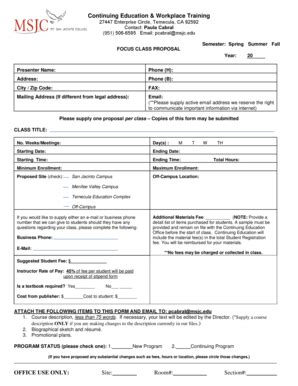 Fillable Online Msjc SP15 Class Proposal Msjc Fax Email Print PdfFiller