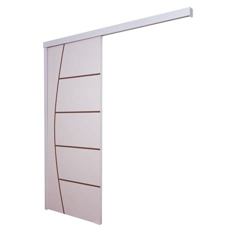 Porta De Correr Branco Prime Frisada 210x80 C Kit Completa MadeiraMadeira