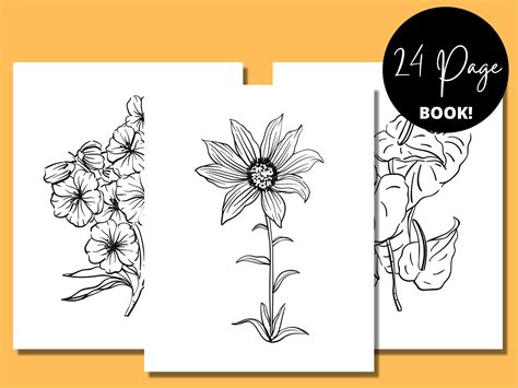 Flowers Coloring Book Adult Coloring Book Flowers Gifts - Etsy