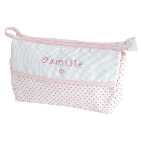 Trousse De Toilette Pour B B Dmc Pois Rose Broder