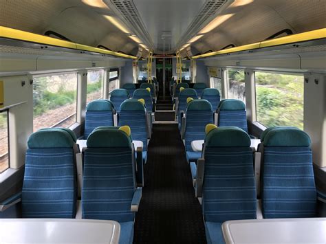 Interior of a British Rail Class 377 Bombardier Electrostar Electric Multiple Unit (EMU) train ...