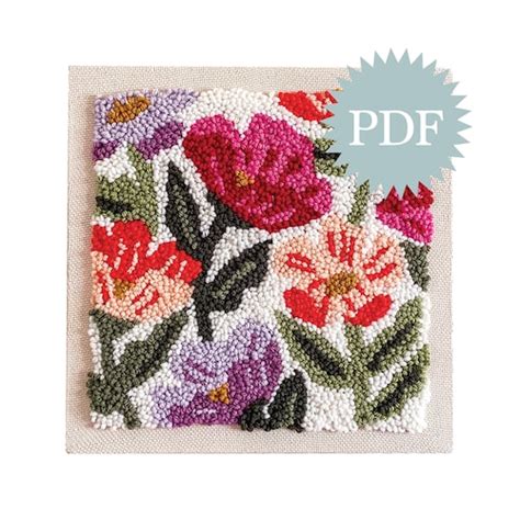 Punch Needle Wildflower Digital Pattern Guide Floral Etsy