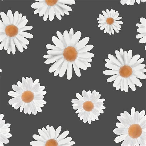 Premium Vector White Watercolor Chamomile Flowers Seamless Pattern