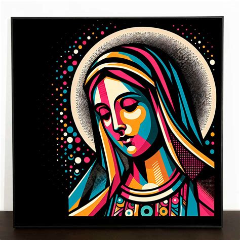 Quadro Decorativo Em Tela Canvas Arte Moderna Colorida Virgem Maria