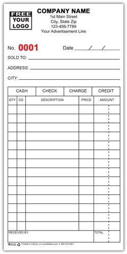 Custom Printed Receipt Books Custom Receipt Customized Invoice Book