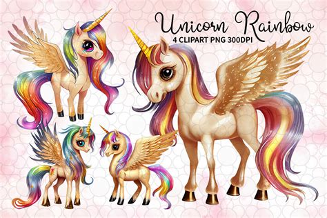 Rainbow Unicorn Watercolor Clipart Graphic By Lq Design Creative Fabrica