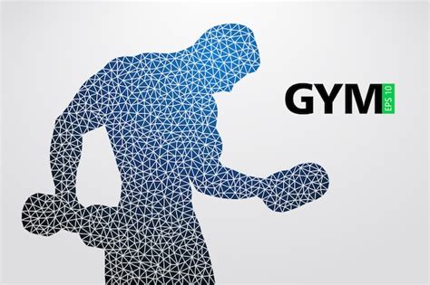 Silueta De Un Culturista Gimnasio Vector Premium