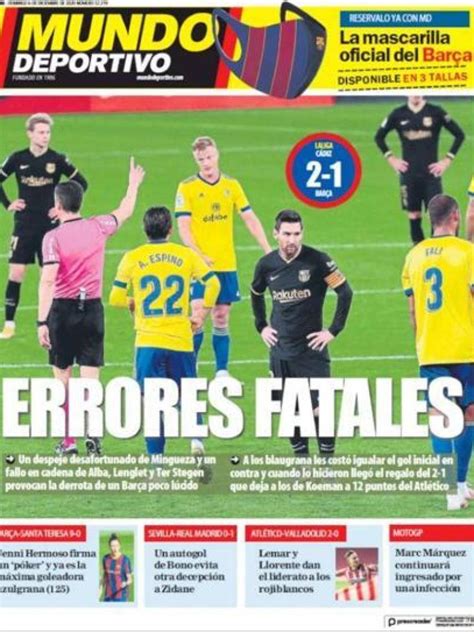 La Portada Del Diario Mundo Deportivo 06 12 2020