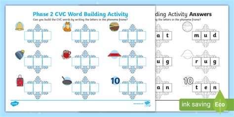 Winter Phase 2 Cvc Word Building Activity Teacher Made