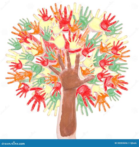 Autumn Tree Made Of Hands Stock Illustration Illustration Of Concept