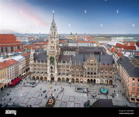 Aerial View Of Marienplatz Square And New Town Hall Neues Rathaus At