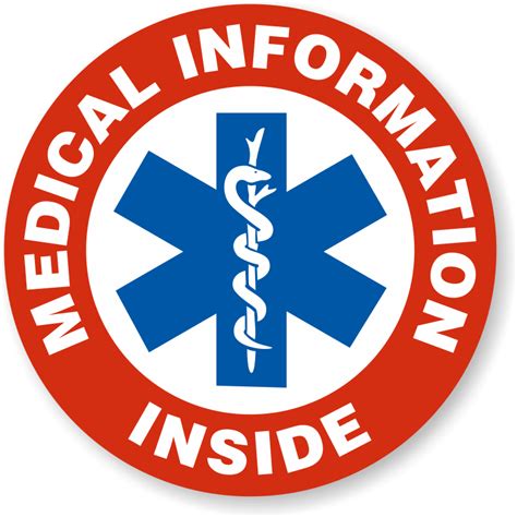 Medical Information Inside Hard Hat Decals Signs Sku Hh 0401