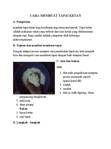 Laporan Pembuatan Tapai Pdf