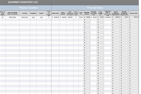 Equipment Inventory Template | Excel Inventory Template