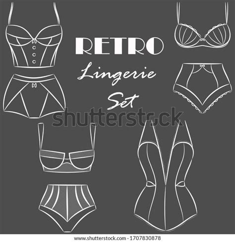 White Retro Lingerie Set Collection Sexy Stock Vector Royalty Free 1707830878 Shutterstock