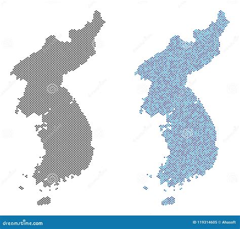 Abstracciones Del Mapa De Corea Del Norte Y Sur Del Pixel Ilustraci N