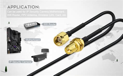 Bingfu Wifi Antenna Extension Cable Rp Sma Male To Rp Sma Female