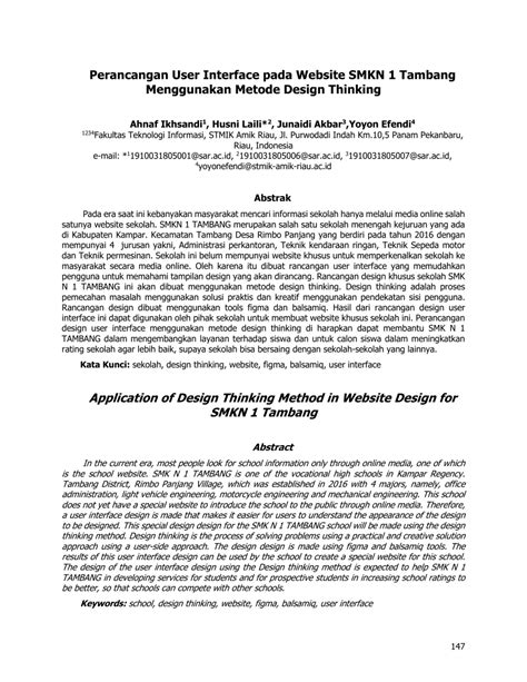 PDF Penerapan Metode Design Thinking Pada Perancangan Website SMKN 1