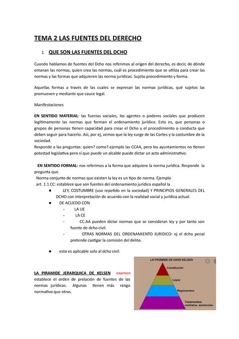 Las Fuentes Del Dcho Civil TEMA 2 LAS FUENTES DEL DERECHO 1 QUE SON