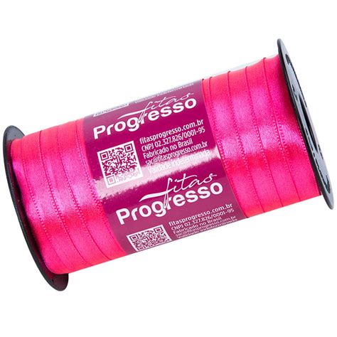 Rolo Fita Cetim Rosa Cítrico 279 7mm nº001 Progresso 100 metros