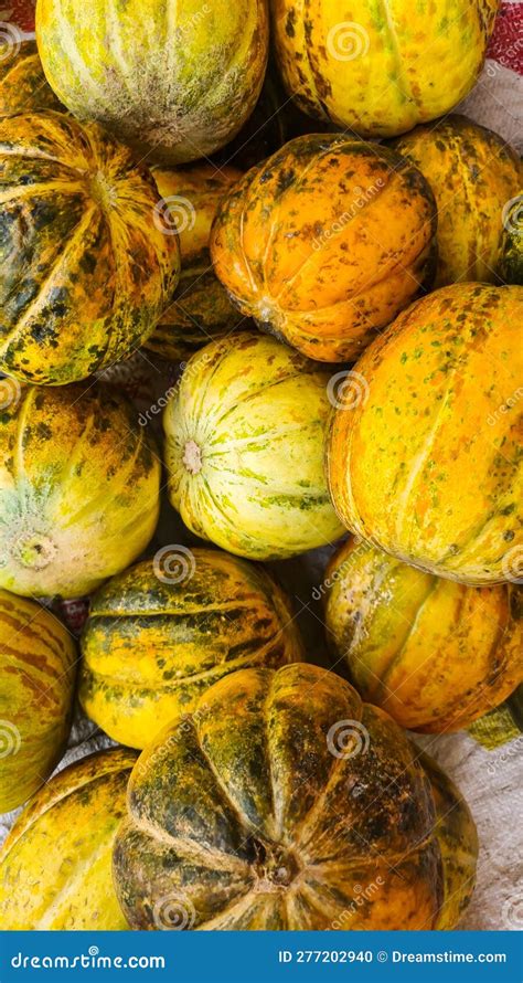 Stack Of Cucumis Melo Or Also Commonly Known As Blewah In Indonesia