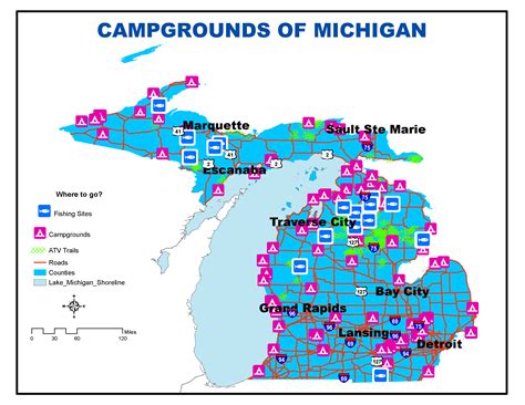 Campgrounds Of Michigan Map Genius