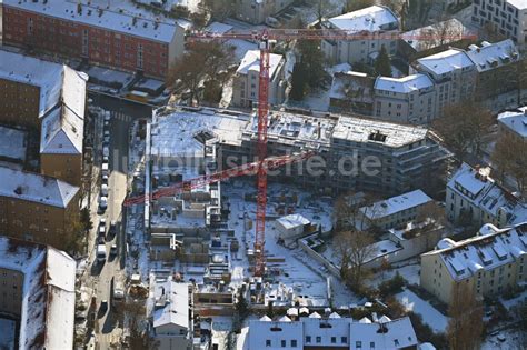 Berlin Von Oben Winterluftbild Baustelle Zum Neubau Eines Wohnhauses