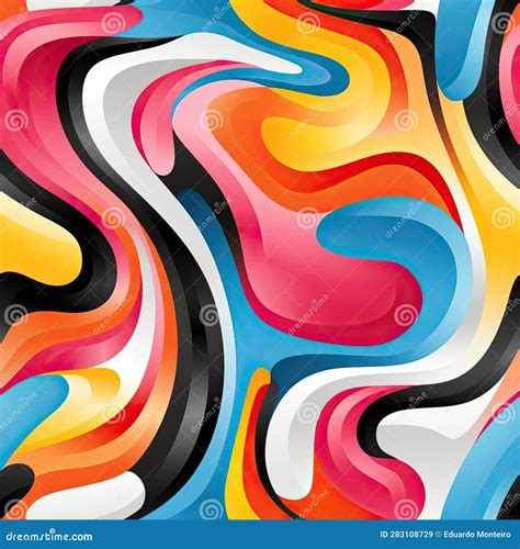 Colorful Swirls And Curves Create A Bold Abstract Pattern Tiled Stock