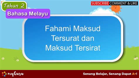 Tahun Bahasa Melayu Mendengar Dan Bertutur Fahami Maksud