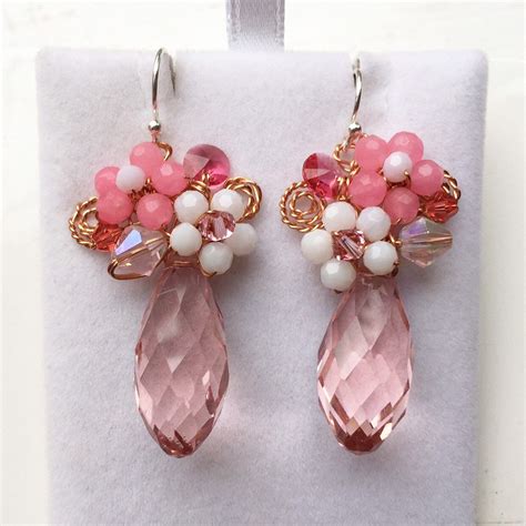 Pink Earrings Bridesmaid Earrings Dangle Earrings Bright Pink Jewellery